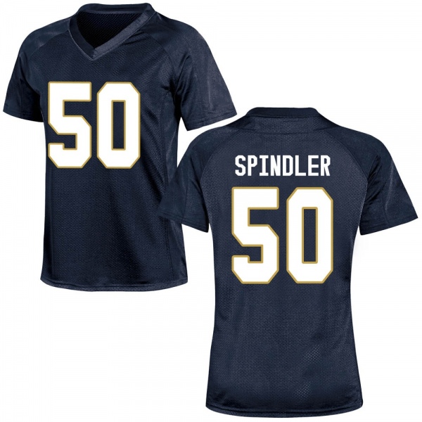 Rocco Spindler Notre Dame Fighting Irish NCAA Women's #50 Navy Blue Replica College Stitched Football Jersey HKI0255WP